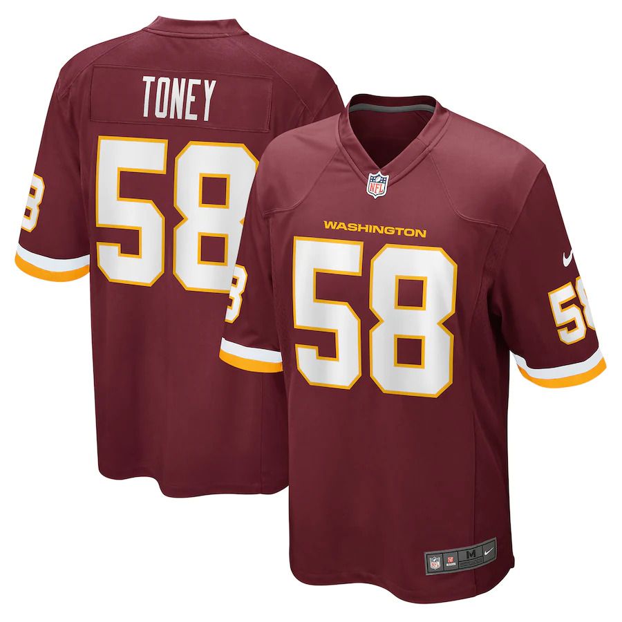 Men Washington Redskins #58 Shaka Toney Nike Burgundy Game NFL Jersey->washington redskins->NFL Jersey